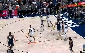 约翰逊杀入禁区上篮再中，掘金打出12-3小高潮反超比分